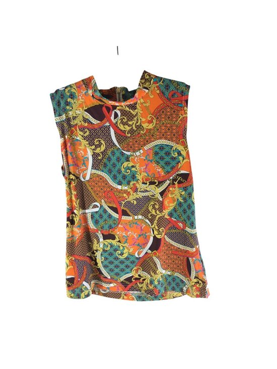 Sara Campbell Tops - Sara Campbell Womens Sleeveless Multicolor Baroque Print Top With Back Zipper S